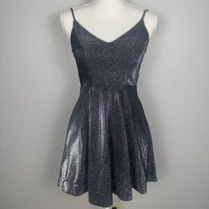 Speechless Juniors' Dress Size 3 Black Silver Shimmer Homecoming Pockets Flare